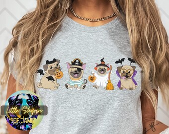 Pug Halloween tshirt dog lover gift Pug mom gift Pug shirt Pug gift Halloween shirt fall shirt dog graphic tee shirt spooky tee autumn shirt