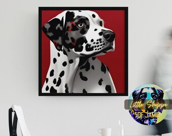 Dalmatiner Pop Art Leinwanddruck Haustier Porträts moderne Kunst Wohnzimmer Deko Geschenk Wanddeko Geschenk für Sie und Ihn