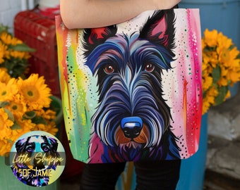 Scottish Terrier reusable canvas tote bag beach tote bag dog lover gift Scottie mom gifts grocery shopping bag book tote bag Scottie dog bag