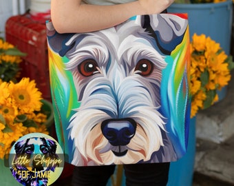 Schnauzer reusable canvas tote bag beach tote bag dog lover gift mini Schnauzer mom gifts grocery shopping bag book tote bags Schnauzer bags