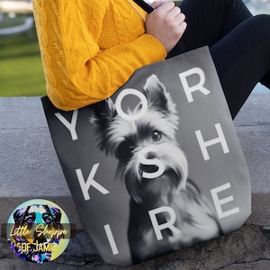 Yorkshire Terrier canvas tote bag reusable grocery bag dog lover gifts Yorkie gifts shopping bag book tote bag beach tote bag dog Yorkie mom