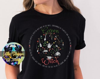 Camisas de brujas verdes brujería regalos wiccanos camisas paganas ropa de goblincore camiseta de brujas camisas de cabañas de brujas del bosque camisas de jardinería