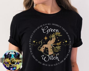 Grüne Hexe Hemden Hexerei Wicca Geschenke heidnische Hemden Goblincore Kleidung Witchy T-Shirt Waldhexe Cottagecore Hemden Gartenarbeit