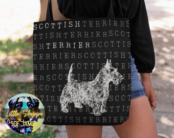 Scottish Terrier reusable canvas tote bag Scottie dog gifts dog lover gift dog mom gift grocery shopping bag dog beach tote bag  Scottie mom
