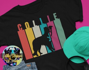 Border Collie silhouette graphic tee shirt Border Collie owner gift modern pop art streetwear colorful t-shirt dog lover gift Border Collies