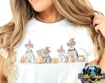 Schnauzer Halloween T-shirt dog lover gift Schnauzer mom gift Halloween dog shirt autumn gifts dog mom gift fall graphic tee shirt Halloween
