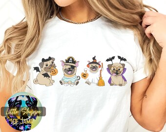 Pug Halloween tshirt dog lover gift Pug mom gift Pug shirt Pug gift Halloween shirt fall shirt dog graphic tee shirt spooky tee autumn shirt