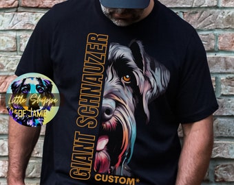Gepersonaliseerde Riesenschnauzer grafisch T-shirt Aanpasbare Schnauzer Papa t-shirt aangepaste hond naam t-shirt gepersonaliseerde hond eigenaar cadeau tshirt