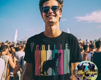Border Collie silhouette graphic tee shirt Border Collie owner gift modern pop art streetwear colorful t-shirt dog lover gift Border Collies
