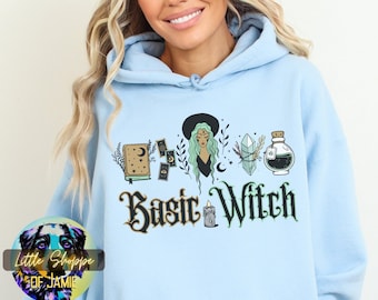 Basic witch hooded sweatshirt witchcraft hoodie wiccan gift pagan shirt clothing witchy sweater fun witch cottagecore shirt green witch gift