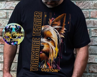 Personalized Yorkshire Terrier graphic Tee Shirt Customizable Yorkie Mom t-shirt custom dog name t-shirt personalized dog owner gift tshirts