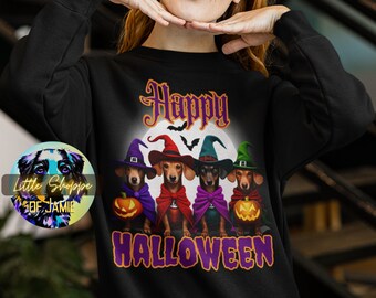 Dachshund Halloween sweatshirt wiener dog shirt dog lover gift Halloween shirts Dachshund mom gift Halloween gifts autumn sweater cozy shirt