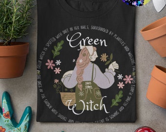Grüne Hexe Hemden Hexerei Wicca Geschenke heidnische Hemden Goblincore Kleidung Witchy T-Shirt Waldhexe Cottagecore Hemden Gartenarbeit