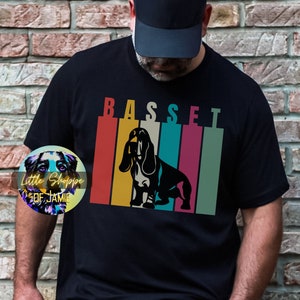 Basset Hound silhouette graphic tee shirt Basset owner gift modern pop art streetwear colorful t-shirt dog lover Basset shirt dog mom shirts