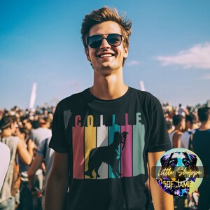 Border Collie silhouette graphic tee shirt Border Collie owner gift modern pop art streetwear colorful t-shirt dog lover gift Border Collies