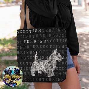 Scottish Terrier reusable canvas tote bag Scottie dog gifts dog lover gift dog mom gift grocery shopping bag dog beach tote bag  Scottie mom
