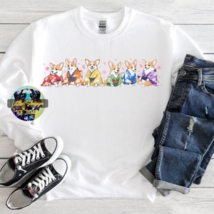 Pembroke Welsh Corgi Rainbow Kimono Felpa LGBTQ orgoglio camicia regalo amante Corgi camicia di ispirazione giapponese maglione Corgi camicia Anime regalo cane