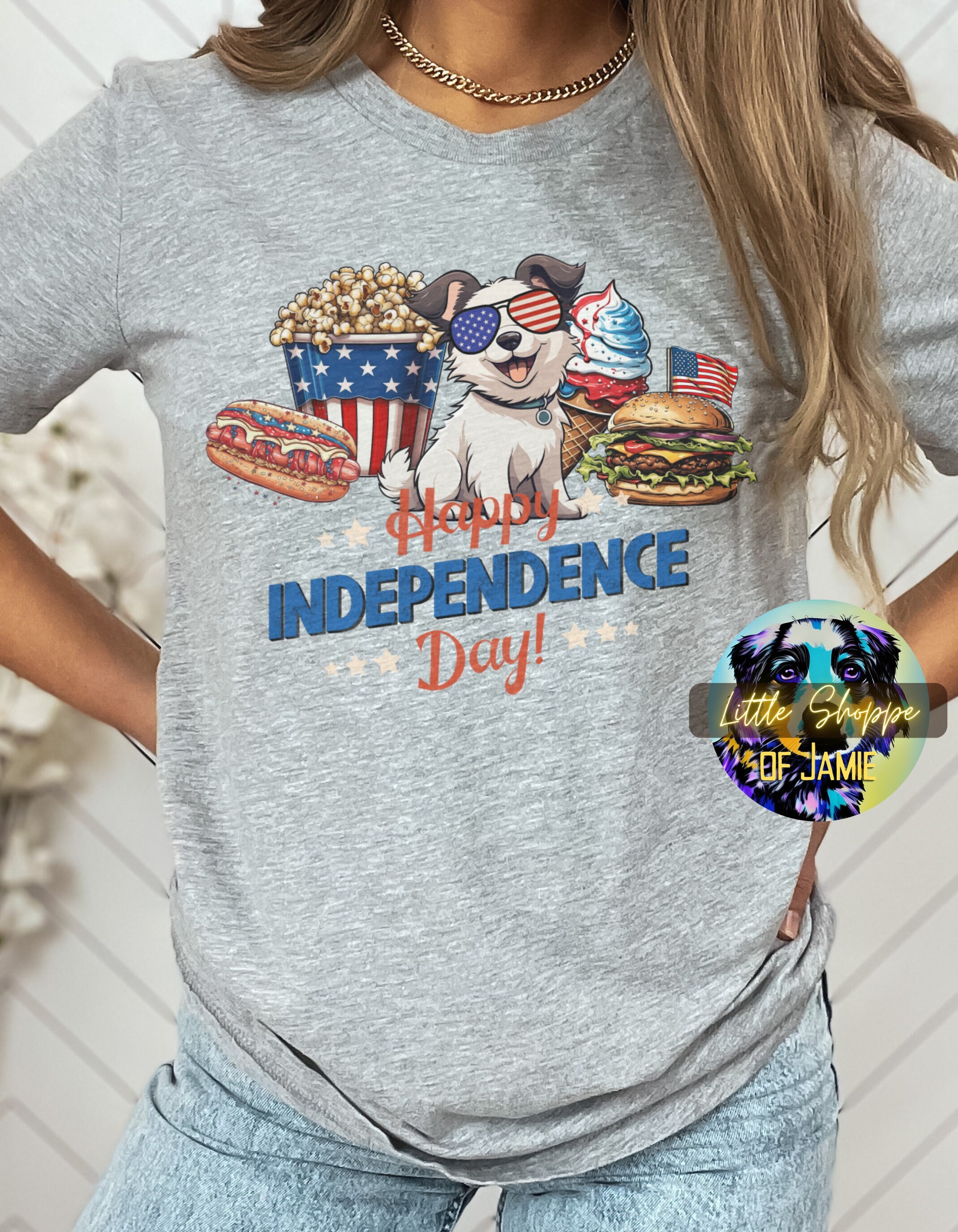 Border Collie Fourth of July Graphic Tee Shirt Border Collie Puppy