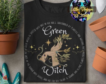 Camisas de brujas verdes brujería regalos wiccanos camisas paganas ropa de goblincore camiseta de brujas camisas de cabañas de brujas del bosque camisas de jardinería