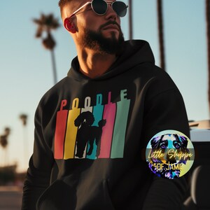 Poodle silhouette graphic hooded sweatshirts Standard Poodle owner gift modern pop art streetwear hoodie dog lovers Mini Poodle mom sweaters