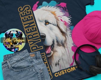 Personalized Great Pyrenees graphic Tee Shirt Customizable Great Pyrenees Dad t-shirt custom dog name t-shirts personalized dog owner gifts