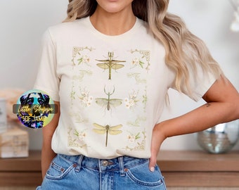 Vintage insect floral graphic tee shirt entomology shirt bug collector gift praying mantis lover cottagecore gift Insect collection t-shirts