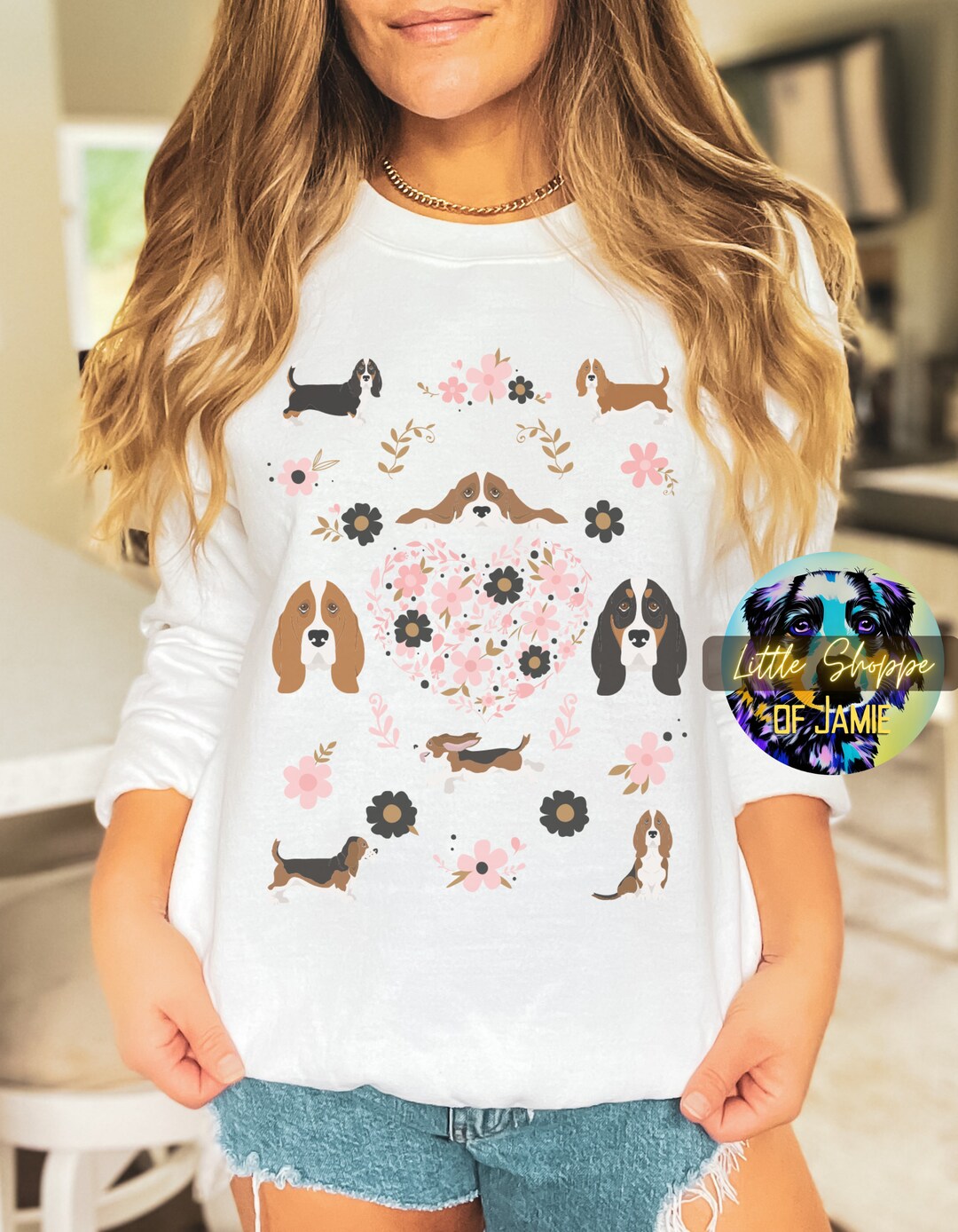 Basset Hound Valentine's Day Sweatshirt Basset Hound Sweater Dog Lover