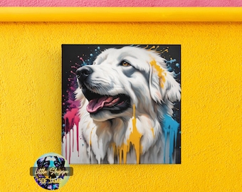 Grandes Pirineos lienzo pared arte Pirineos Perro regalos sala de estar decoración de la pared retratos de mascotas dormitorio arte perro amante regalos Housewarming regalos Oficina