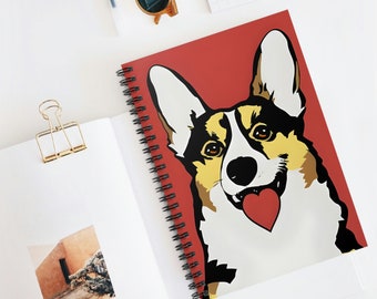 Corgi Valentines Day Spiral Notebook, Cute Valentine's Day Journal, adorable Corgi diary, gift for her, gift for him, Valentine's Day gift