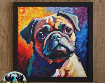 Pug tela incorniciata arte della parete pug regalo soggiorno parete pug ritratto camera da letto arte cane regalo inaugurazione della casa regalo pet ritratto ufficio incorniciato parete arte