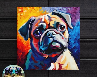 Pug tela wall art pug regalo soggiorno parete arte pug ritratti camera da letto arte cane regalo Housewarming regalo pet ritratti ufficio decorazioni da parete