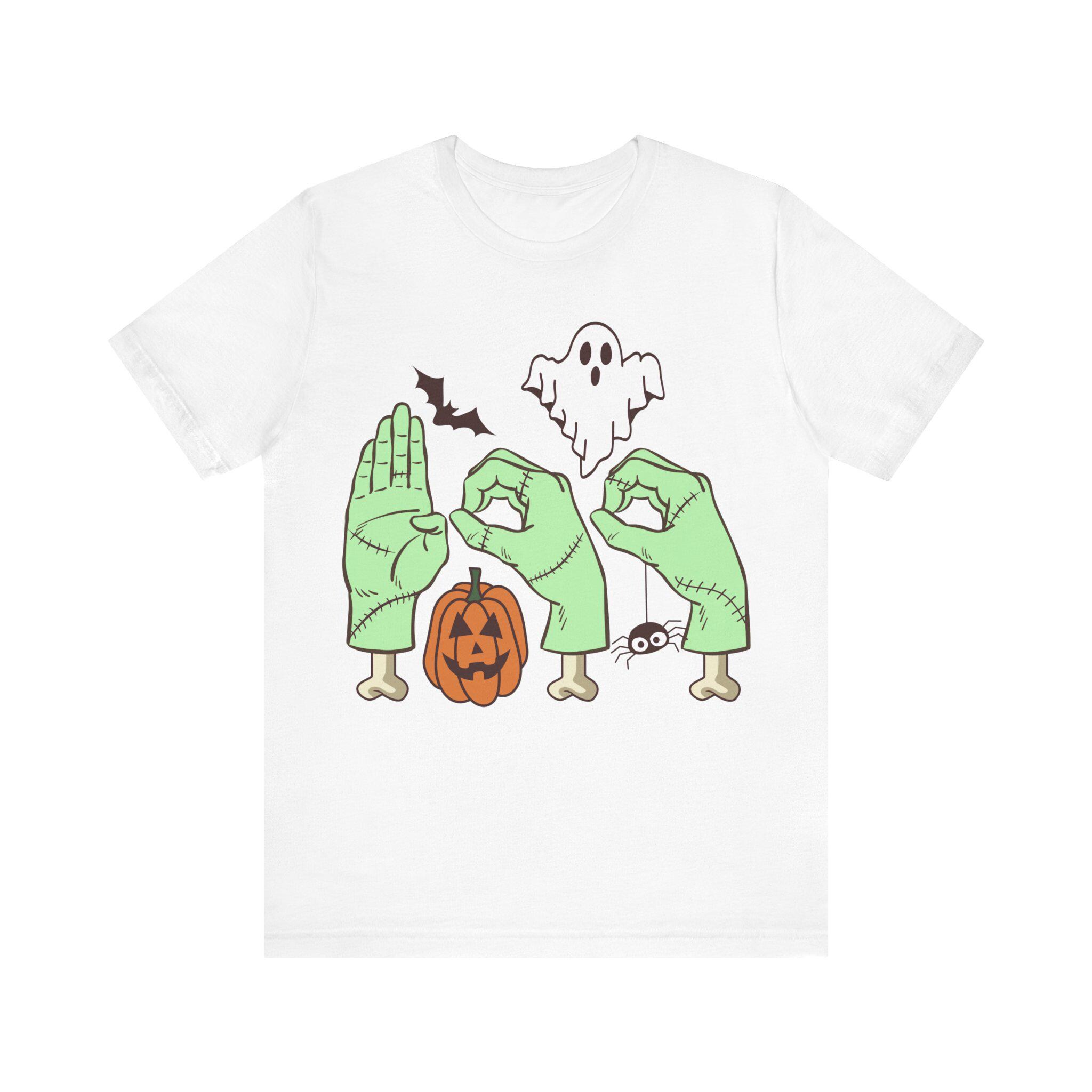 Halloween ASL Boo Zombie Hands T-shirt, Spooky Shirt, Scary Costume Top ...