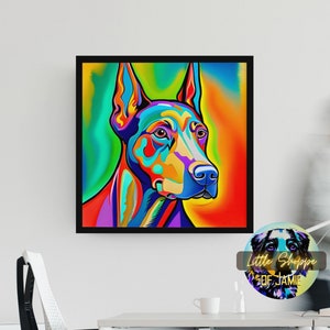 Doberman Pinscher framed canvas wall art doberman gifts living room wall decor pet portraits bedroom art dog lover gifts Housewarming gifts