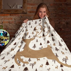 Reindeer Christmas blanket winter gift cozy blankets warm winter blankets Christmas gift throw blanket home décor winter Bedroom decorations