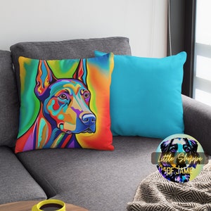 Doberman Pinscher decorative throw pillow doberman accent pillow pop art home decor dog mom gift living room decor sofa pillow doberman gift