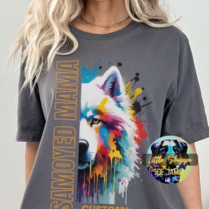 Personalized Samoyed Mama graphic Tee Shirt Customizable Samoyed lover t-shirt custom dog name tshirt personalized Samoyed owner custom gift