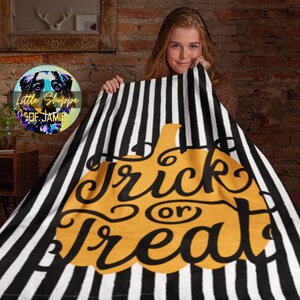 Trick or Treat Halloween Velveteen Plush Blanket Halloween gift Spooky season Spooky vibes warm autumn gifts fuzzy soft comfy blanket gifts