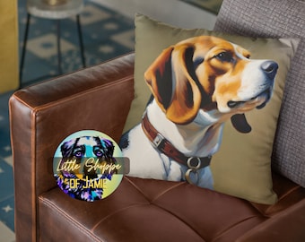 Beagle portrait Decorative pillow dog lover gift Dog throw pillow dog accent pillow pet portrait Dog decor Beagle Bedroom pillow sofa pillow