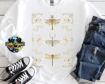 Vintage Insekt Blumen Grafik Sweatshirt Entomologie Shirt Fehler Sammler Geschenk Gottesanbeterin Liebhaber Cottagecore Geschenke Insektensammlung Shirts