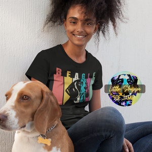 Beagle silhouette graphic tee shirt Beagle owner gift modern pop art streetwear colorful t-shirt dog lover gift Beagle shirt Beagle mom gift