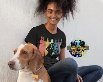Beagle silueta camiseta gráfica Beagle propietario regalo moderno pop art streetwear camiseta colorida perro amante regalo Beagle camisa Beagle mamá regalo
