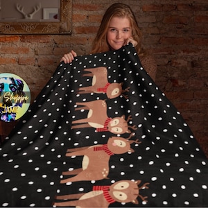 Christmas reindeer blanket winter gift cozy blankets warm winter blanket Christmas gifts throw blanket home décor winter Bedroom decorations