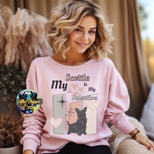 Scottish Terrier Valentine&#39;s Day Sweatshirt Midcentury Modern gift Scottie mom shirt Cute Dog Valentine shirt dog lover Scottie Breeder gift