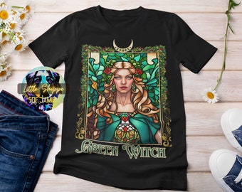 Grüne Hexe Shirts Hexerei wicca Geschenke heidnische Shirts Goblincore Kleidung Hexen T-Shirt Waldhexe Cottagecore Shirts Jugendstil