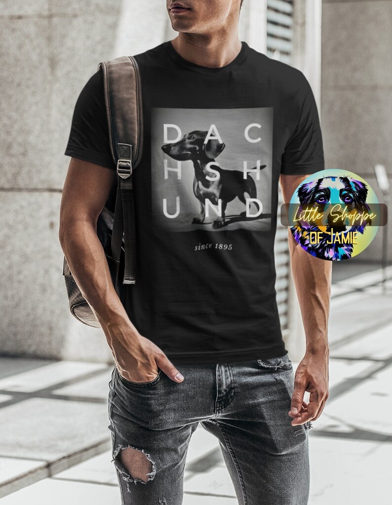Tax t-shirt wienerhundskjorta taxpresenter wienerhund-t-shirt taxskjorta korvhund hundälskare gåva tax pappa t-shirt present bild 1