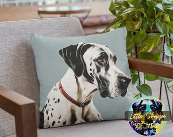 グレートデーンの肖像画 装飾枕 犬好きの方へギフト 犬用クッション 犬のアクセント枕 ペットの肖像画 犬の装飾 寝室用枕 ソファー用枕