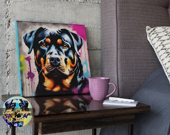 Rottweiler tela parete arte Rottweiler mamma regalo soggiorno parete arredamento ritratto dell'animale domestico camera da letto arte amante del cane regalo regalo di inaugurazione della casa arredamento ufficio