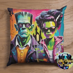 Halloween Frankenstein decorative throw pillow funny American Gothic decor Halloween home decoration Bride of Frankenstein sofa throw pillow