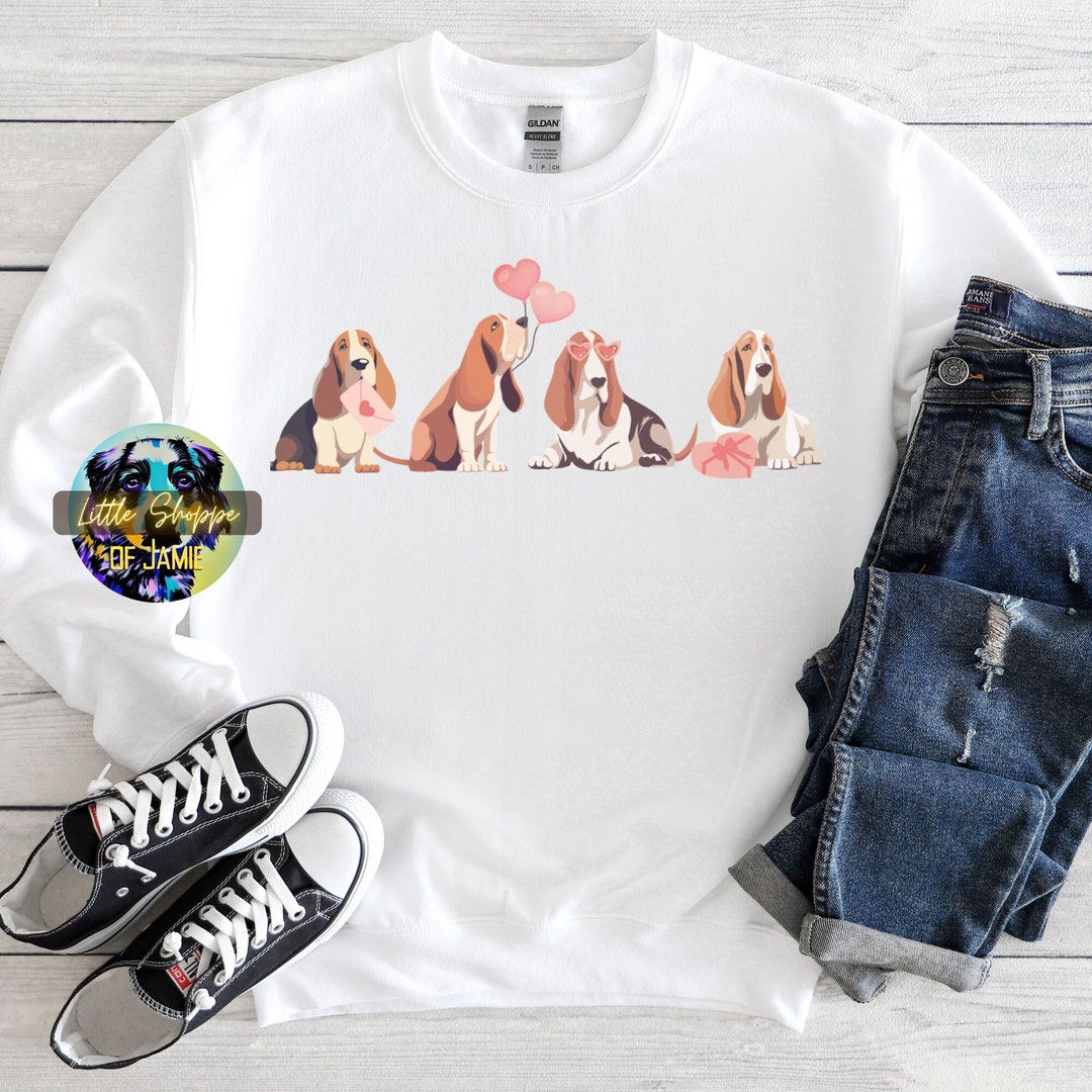 Basset Hound Valentine's Day Sweatshirt Basset Hound Sweater Dog Lover