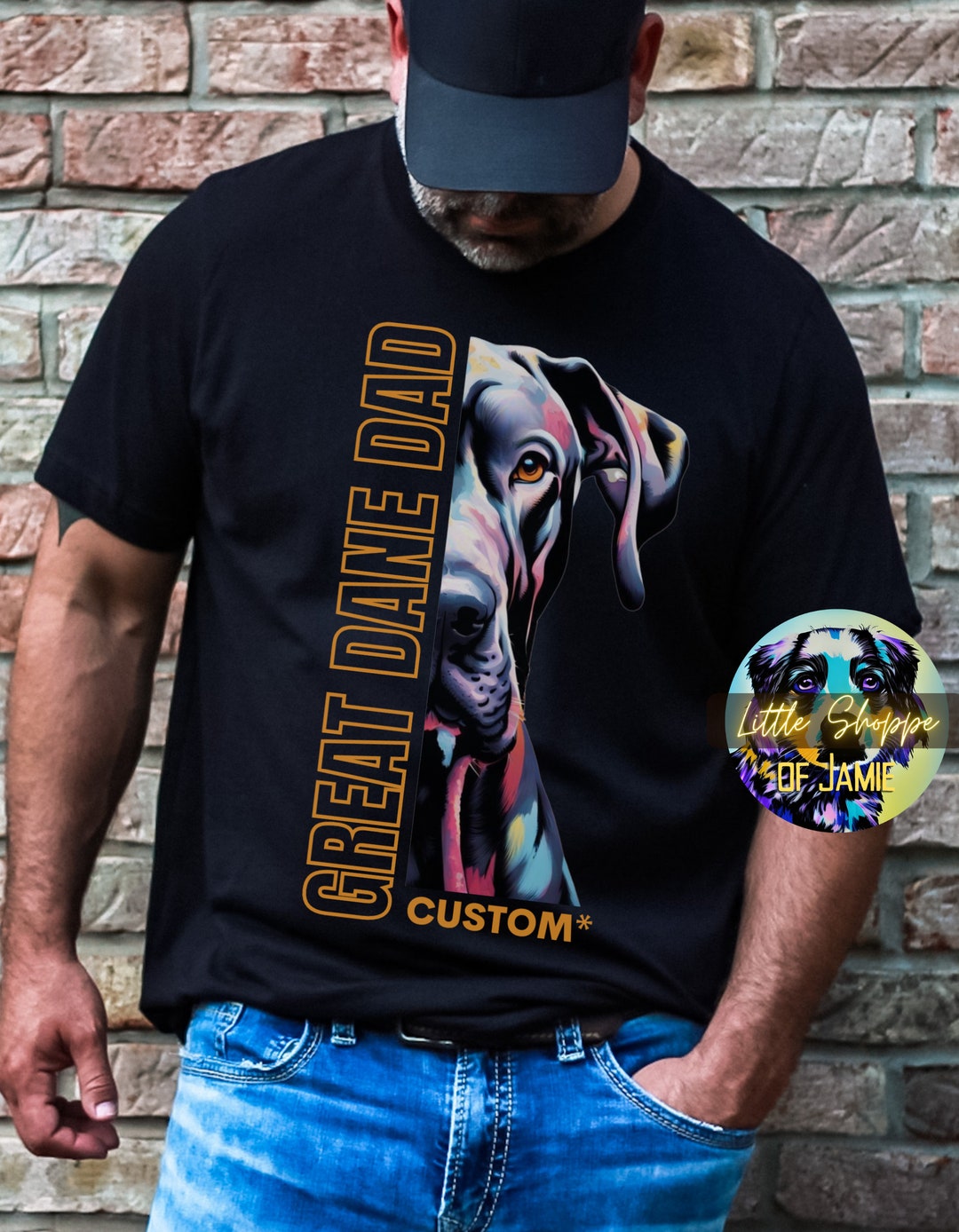 Personalized Great Dane Dad Graphic Tee Shirts Customizable Great Dane ...